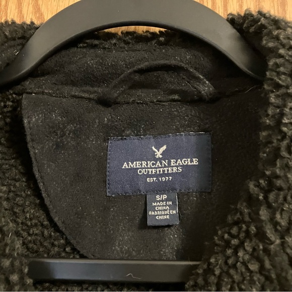American Eagle Outfitters Black Motorcycle Jacket with Fleece Collar S/P - Picture 6 of 8